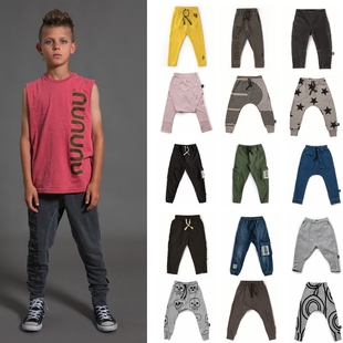 季末折扣 现货 NUNUNU 儿童经典时髦垮裤大屁股收口牛仔裤卫裤子