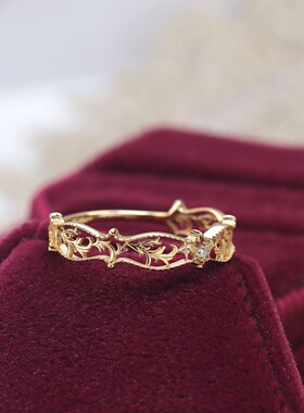 agete宫廷风镶钻14K镀金戒指