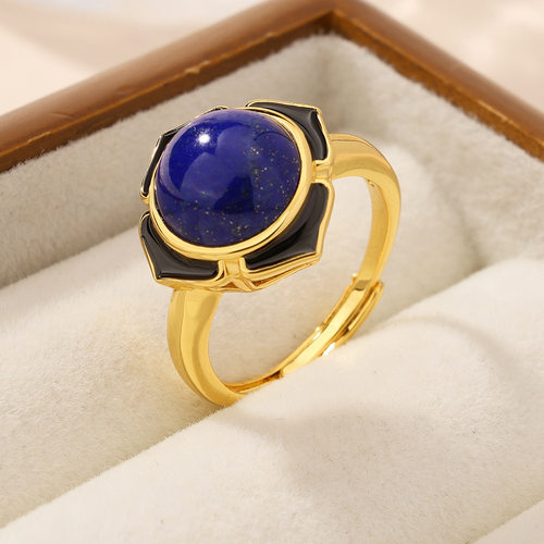 韩式轻奢天然青金石珐琅戒指