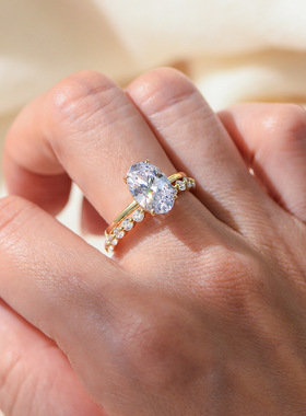 S925银5.5克拉冰花切锆石戒指