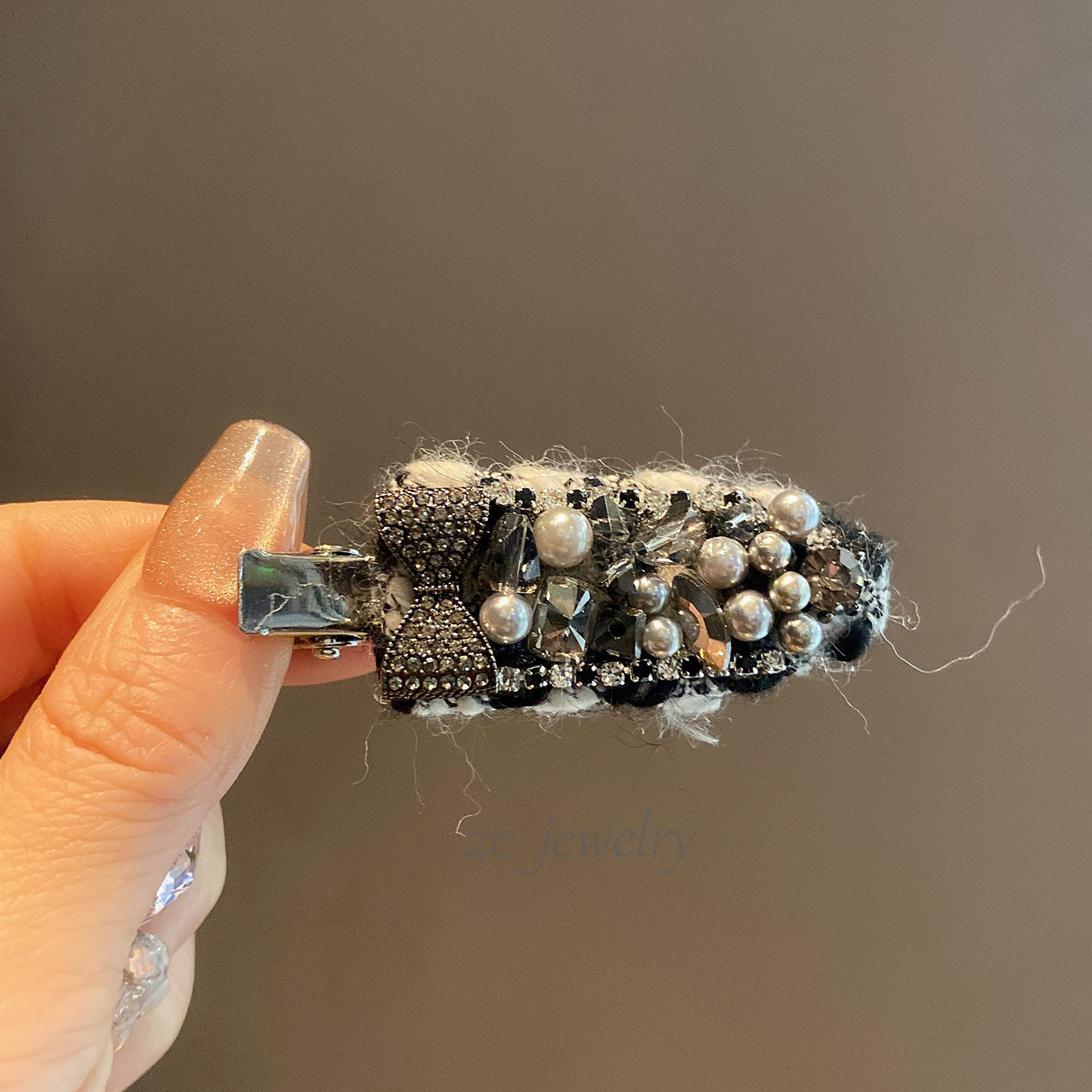 满钻高端灰色珍珠发夹女刘海夹碎发夹小香ins无痕夹网红重工夹头,饰品/流行首饰/时尚饰品新,民族风发饰,淘宝优惠券,粉丝福利购,淘宝优惠卷