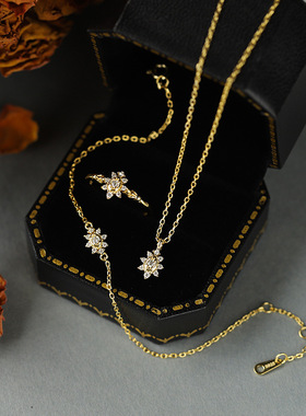 日系轻奢雪花满钻手链套装女