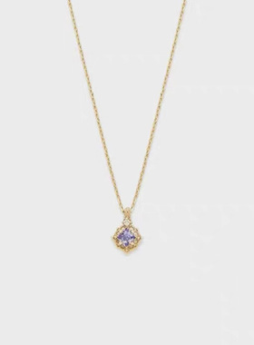 日系紫罗兰坦桑石镀10K项链耳钉