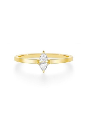 日式轻奢菱形钻S925银镀金戒指