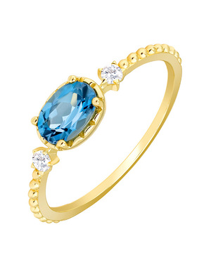 S925银镀14K金伦敦蓝托帕石戒指