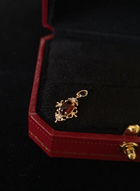 925纯银天然石榴石日系吊坠