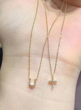 日式轻奢十字架超闪锆石锁骨链
