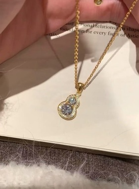 s925纯银高碳钻葫芦福禄项链