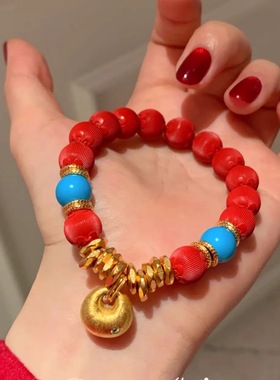 S925纯银新年朱砂福袋手链