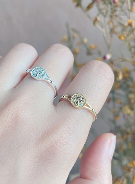 日系复古S925镀金10K锆钻戒指