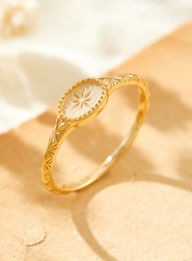 S925银喷砂星芒戒指轻奢复古