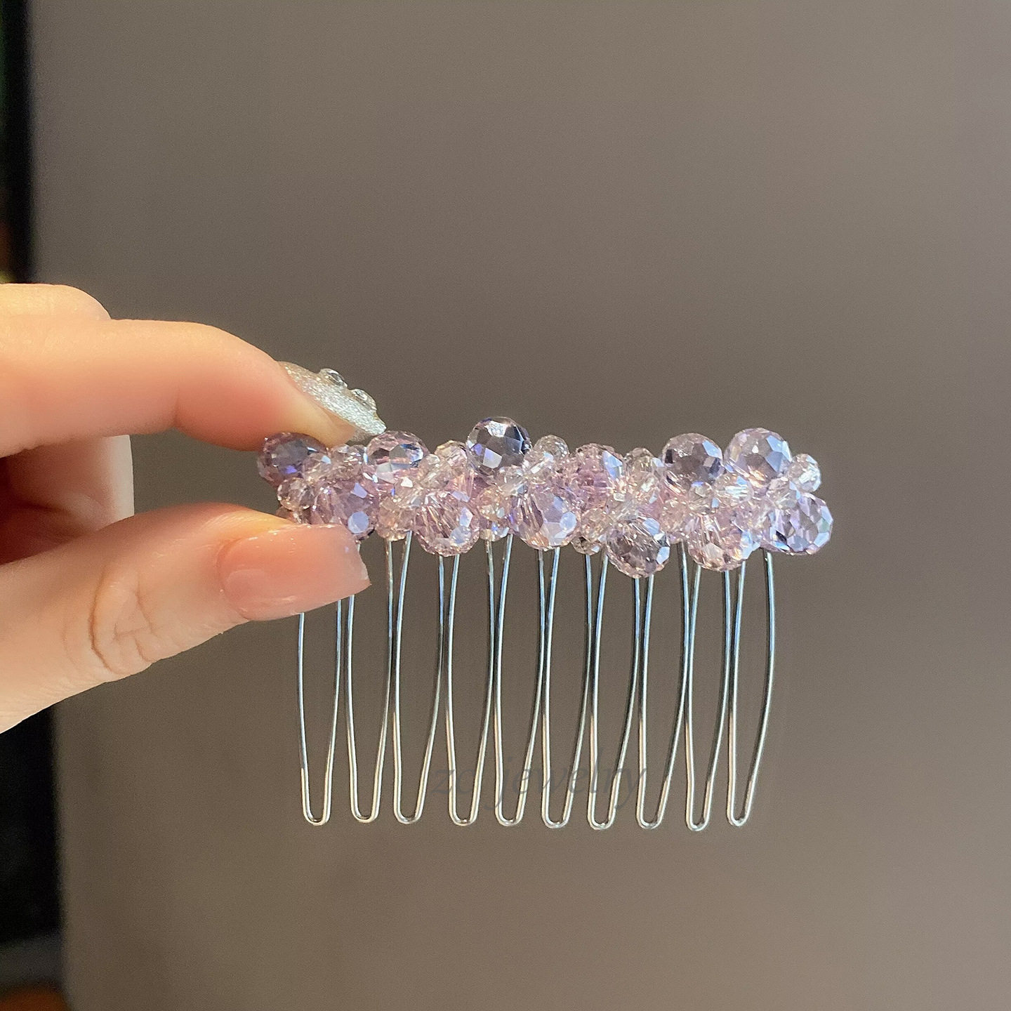 高级感重工紫色水晶整理碎花插梳女时尚气质甜美侧边碎发一字夹,饰品/流行首饰/时尚饰品新,民族风发饰,淘宝优惠券,粉丝福利购,淘宝优惠卷
