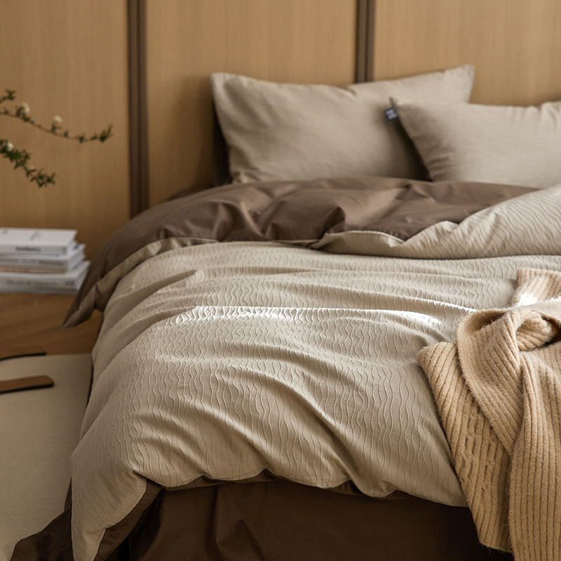 全棉泡泡纱水洗提花四件套