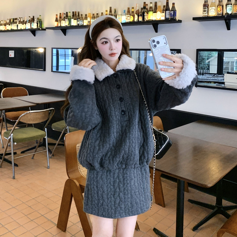 冬装新款翻领麻花外套上衣短裙半身裙套装XW3386P285K428,女装套装/套裙,浙宝171