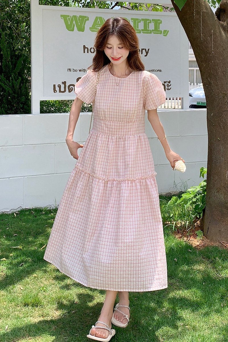 现货2026年夏装新款减龄少女格纹连衣裙XW6976P125K188,女装连衣裙,浙宝171