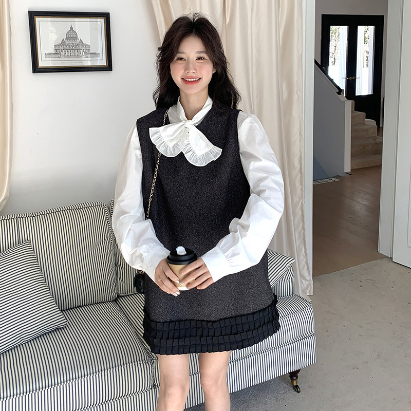 现货26春装新款衬衣两件套背心裙XW1003P215K328，女装连衣裙，浙宝171