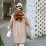 现货冬装新款卡其色长款皮毛一体外套XW3337P295K448，女装短外套，浙宝171