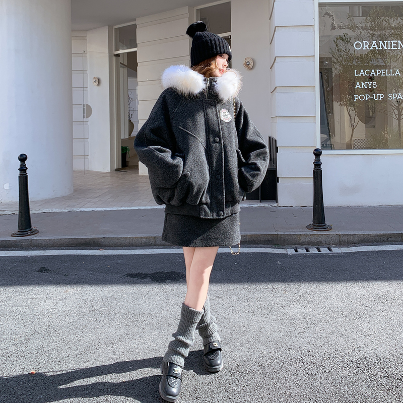 冬装新款连帽90绒白鸭绒羽绒服高腰半身裙套装XW3359P465K698，女装羽绒服，浙宝171