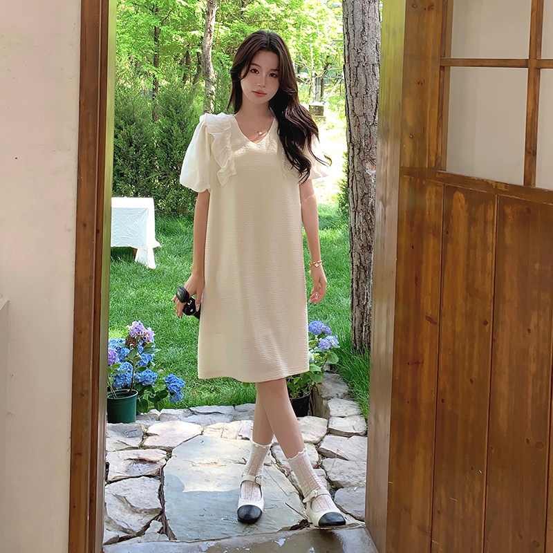 现货时尚设计感木耳边泡泡袖显瘦连衣裙XW6956P115K168,女装连衣裙,浙宝171