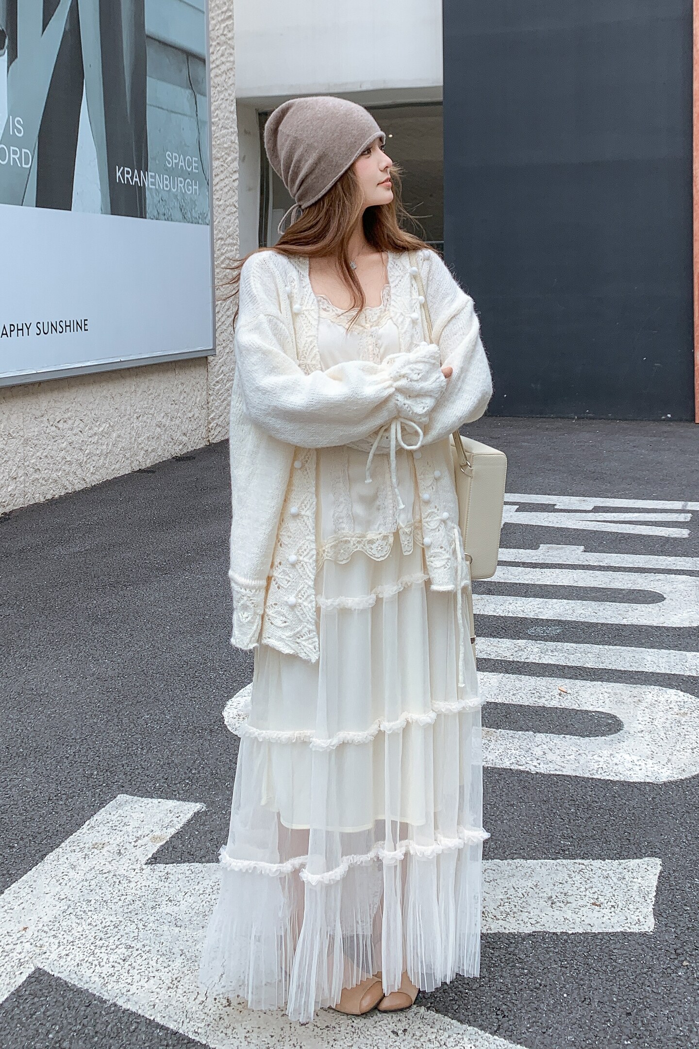 温柔风针织毛衣半身裙两件套女秋2025新款韩版高级感气质显瘦套装,女装短外套,浙宝171