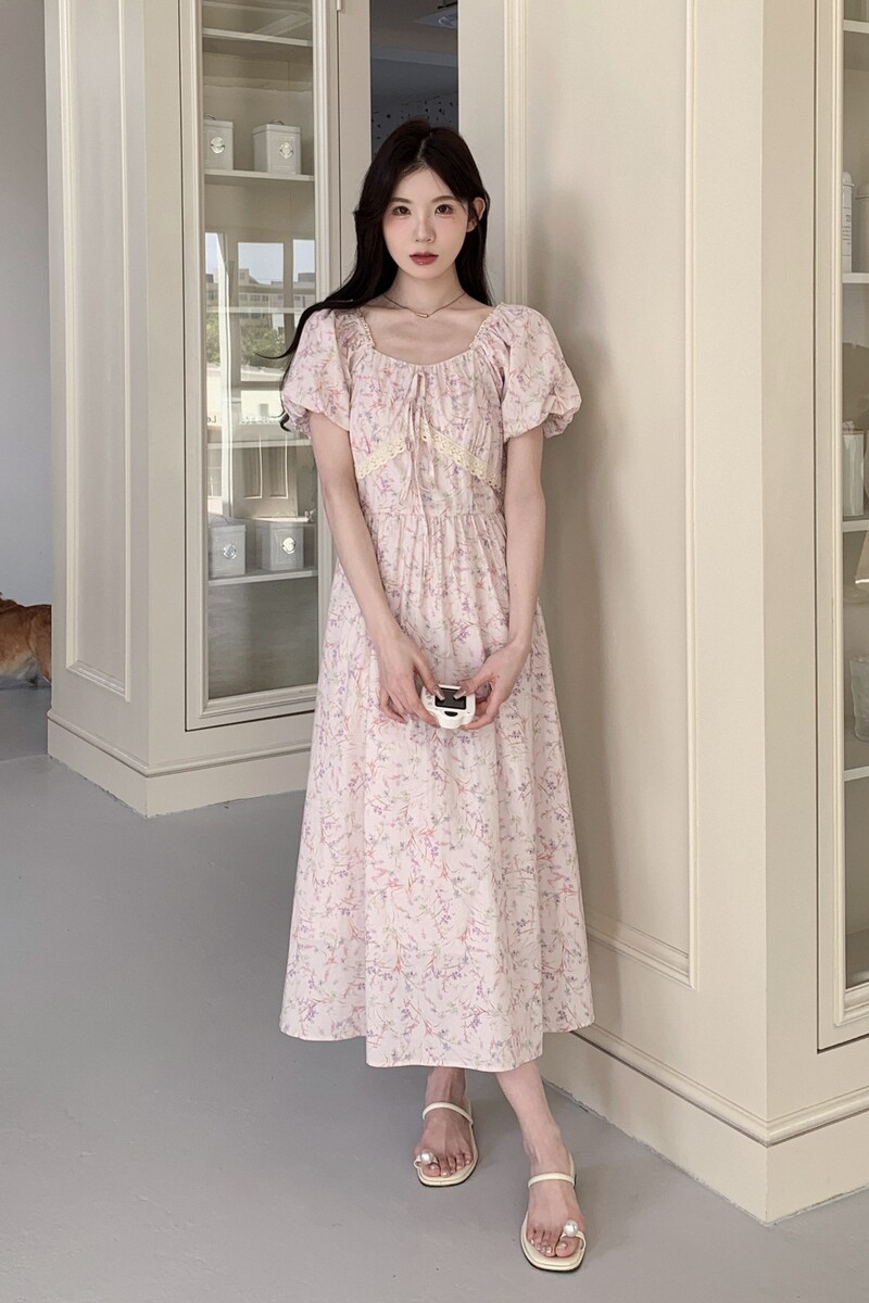 现货26年夏装新款碎花中长款连衣裙XW1067P145K218,女装连衣裙,浙宝171