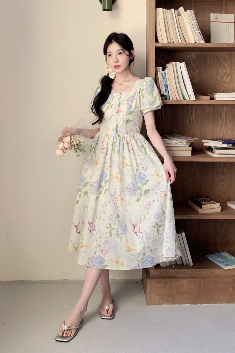 现货26年夏装新款泡泡袖碎花连衣裙XW1068P155K238,女装连衣裙,浙宝171