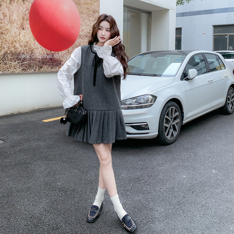 2025年秋冬新款两件套亮片背心裙XW3309P215K328，女装连衣裙，浙宝171