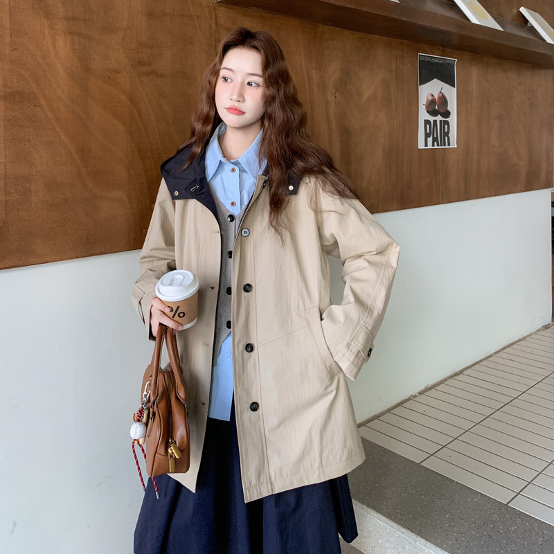 现货2026年春装新款带帽中长款风衣XW741P165K248,女装短外套,浙宝171