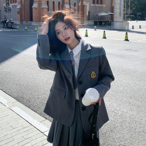 秋装2025年新款现货学院风徽章小西装套装 XW6798 P165 控238，女装套装/套裙，浙宝171