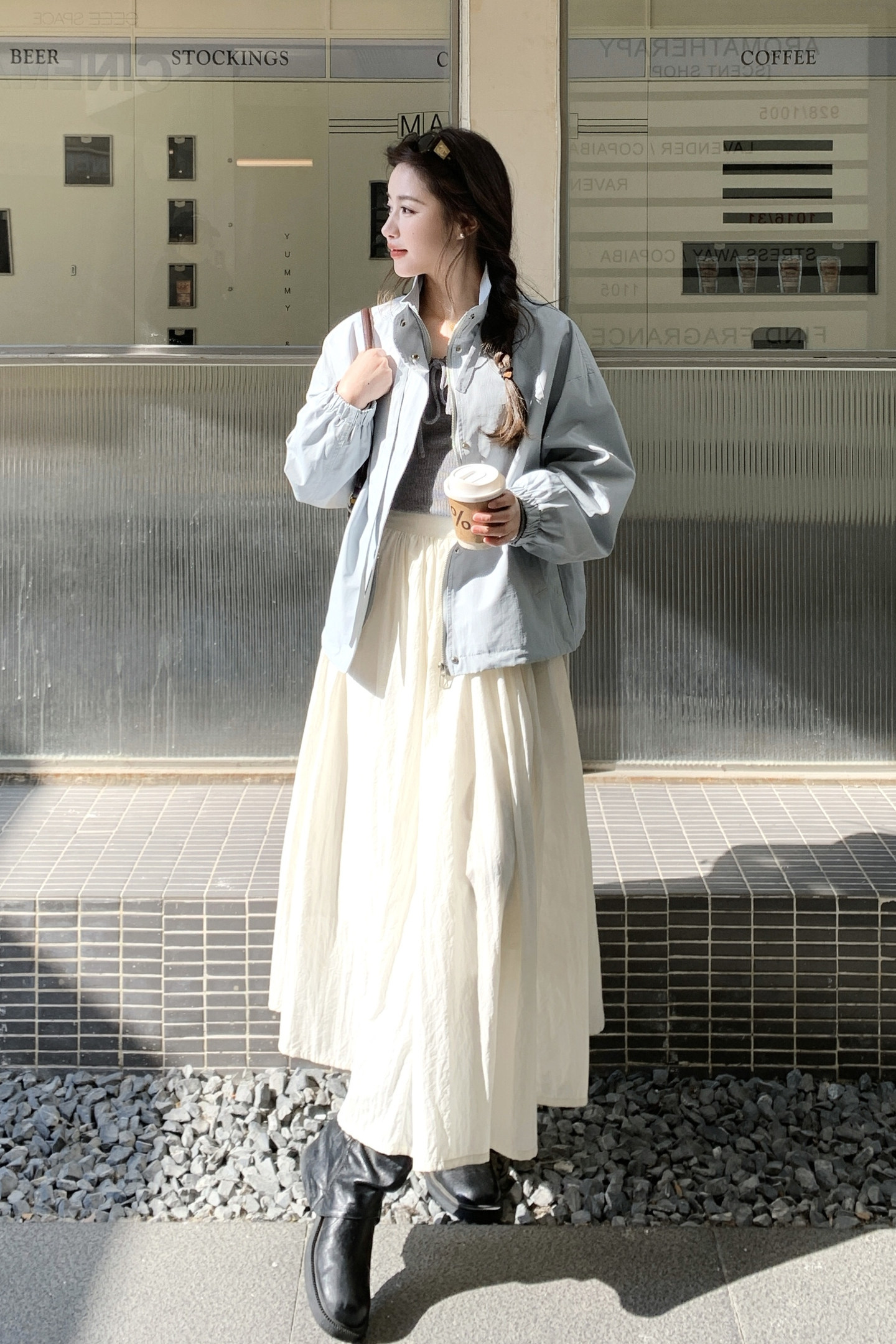 现货2026年春装新款蓝色风衣外套XW9808P155K248,女装短外套,浙宝171