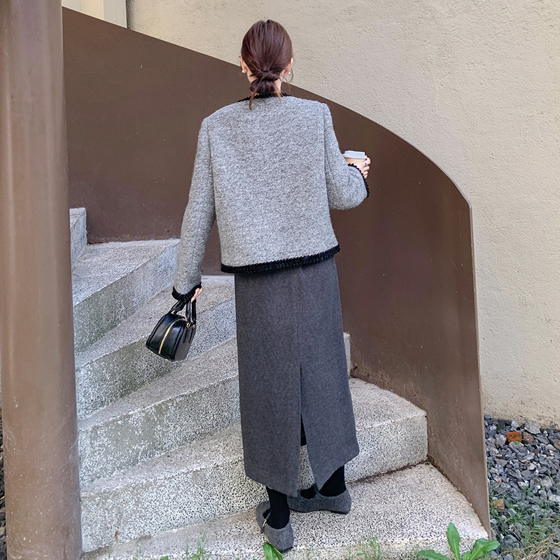 灰色小香风羽绒服外套女秋冬2025新款小个子今年流行爆款漂亮超火,女装短外套,浙宝171