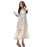 法式优雅贵气精致绣花拼接连衣裙女2025夏季新款气质感无袖A字裙，商品下架区，浙宝171