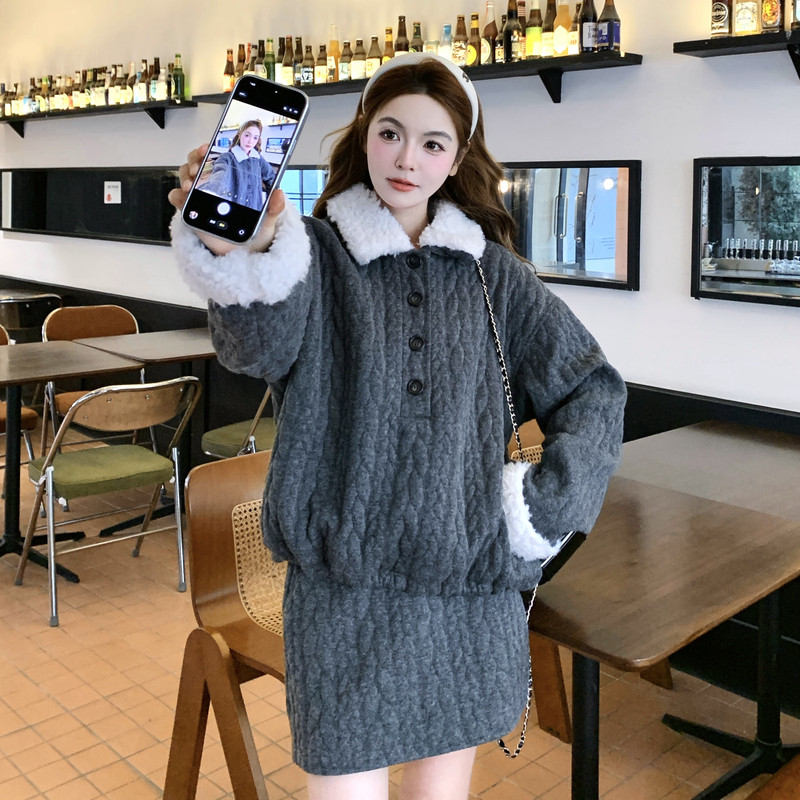 冬装新款翻领麻花外套上衣短裙半身裙套装XW3386P285K428，女装套装/套裙，浙宝171