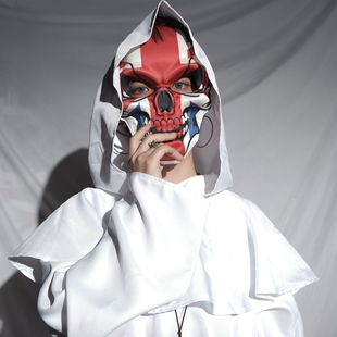 燕尾蝶骷髅头彩绘全脸涂鸦文化面具时尚舞台网红抖音万圣圣诞节