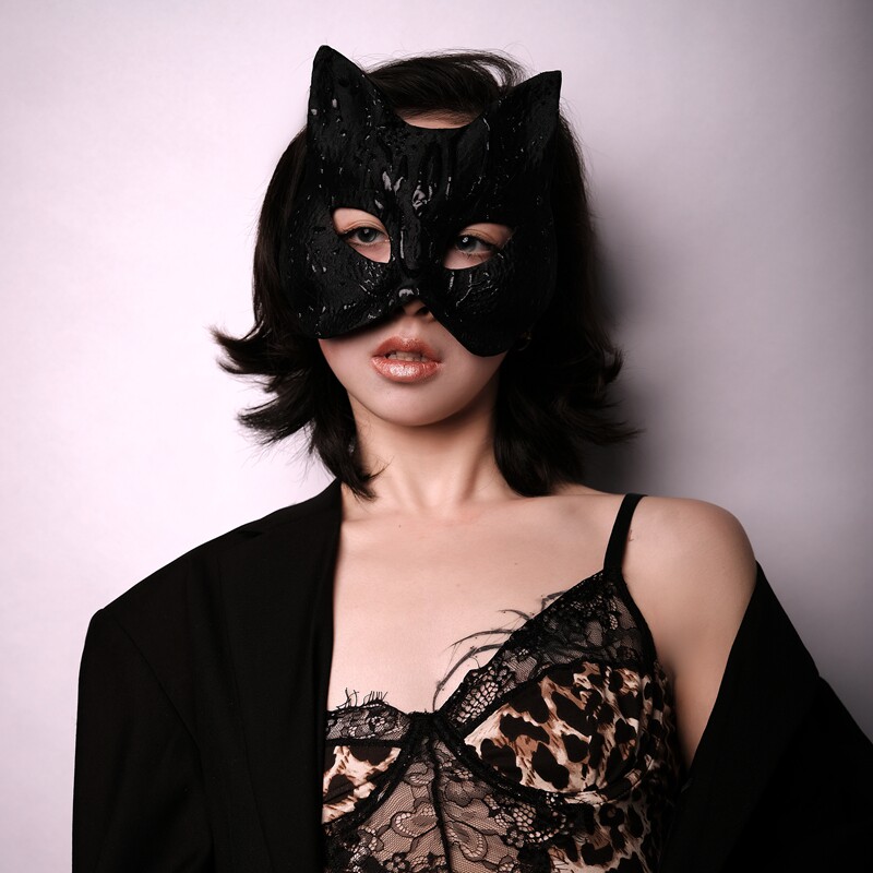 万圣节面具半脸猫女郎cosplay化妆舞会派对性感眼罩面纱遮脸道具