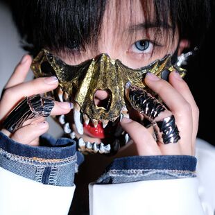 燕尾蝶女士下半脸机械面具哥特网红直播歌手朋克金色骷髅万圣诞节