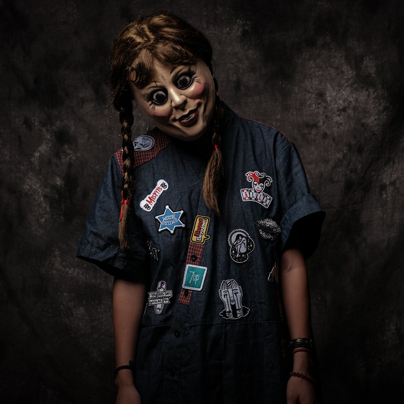 燕尾蝶全脸乳胶半套头恐怖带头发女面具台网红抖音乐万圣诞节年