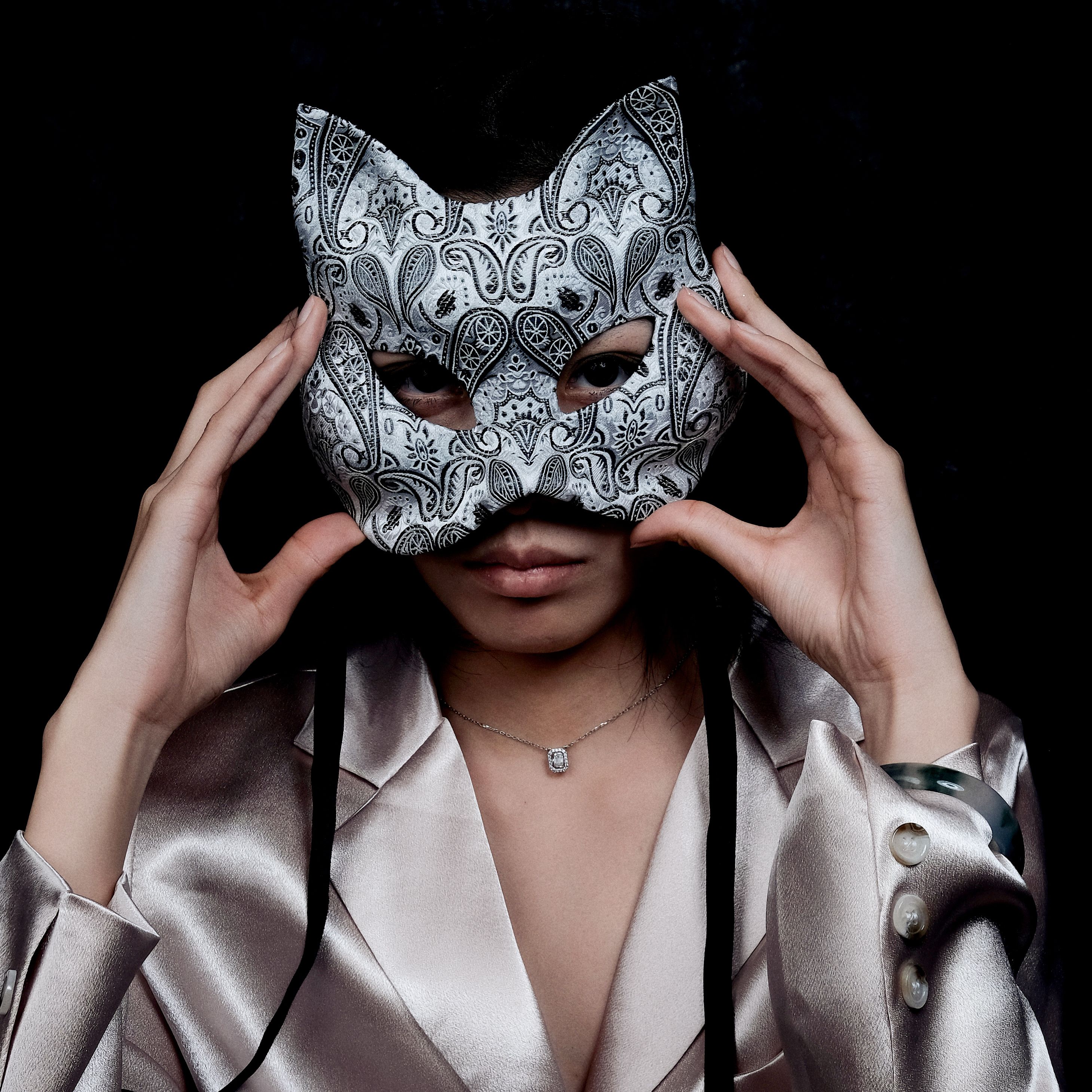 女士人烫金猫狐狸cosplay面具亚狐妖小红娘脸谱万圣节演唱巴洛克