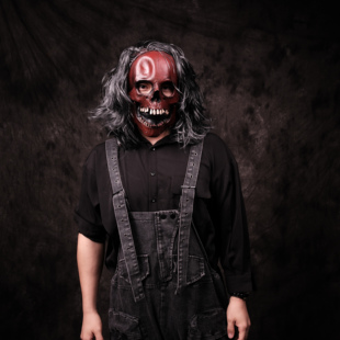 面具成人全脸套头恐怖骷髅头长发红色男士女万圣节圣诞节网红直播