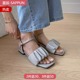 一字带褶皱凉鞋 SAPPUN 女夏季 星辰韩国代购 鞋 方头粗跟时装