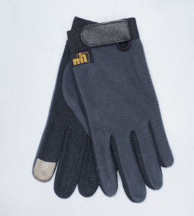 户外MH胶粒防滑抓绒保暖全指触屏手套秋冬季休闲旅行黑色男女通用