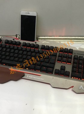 九帝巨浪NS 801橙色背光游戏机械键盘手托手机架 防水电竟