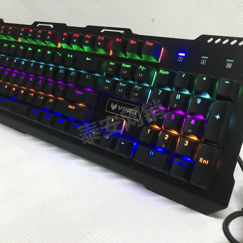 混彩背光青轴雷柏机械键盘有线