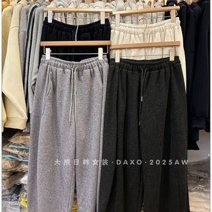 休闲裤 加绒韩版 宽松直筒卫裤 长裤 女 羊绒弯刀裤 阔腿裤 2025秋冬新款