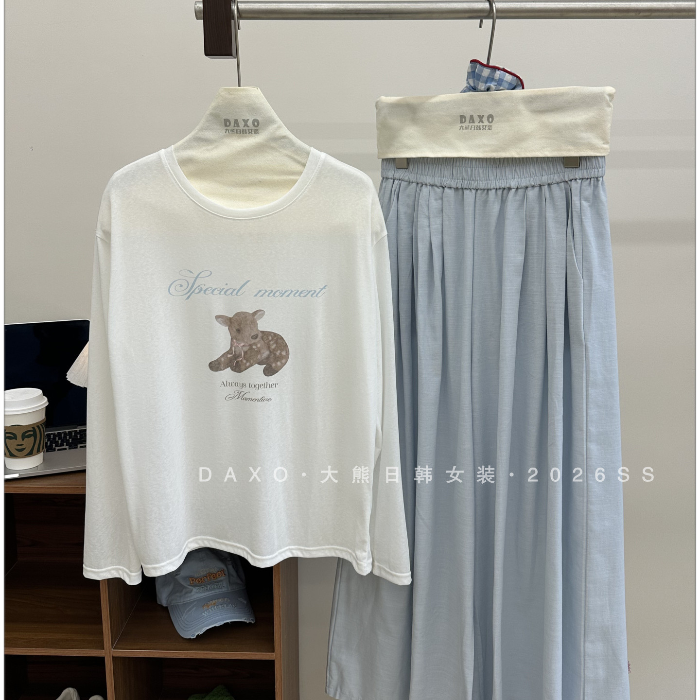 韩国圆领薄款长袖防晒T恤2026夏季可爱卡通小鹿印花软呼呼面膜t女