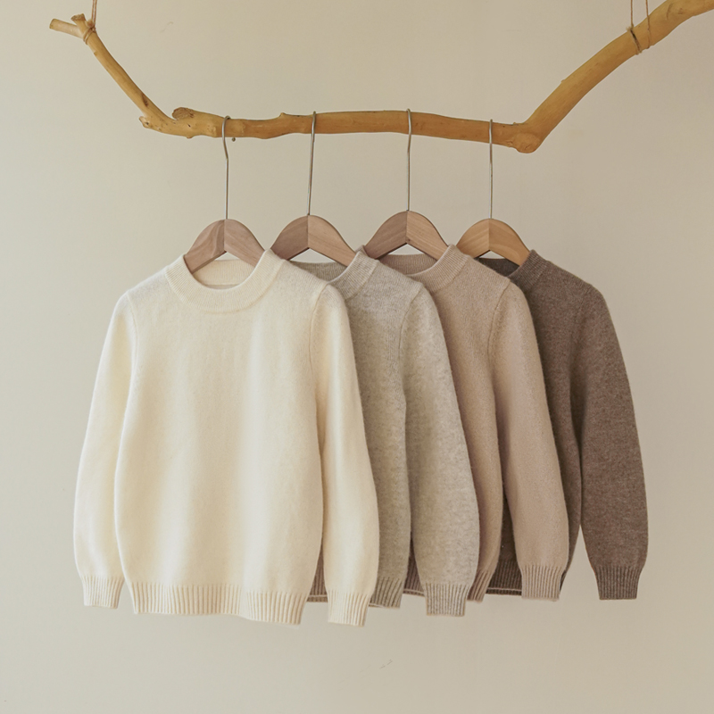 100%山羊绒男女童羊绒衫亲子装冬