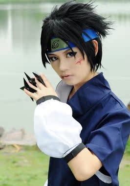 Hicoser火影忍者/宇智波佐助/木叶丸 32cm 黑色 cosplay假发