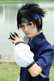 Hicoser火影忍者/宇智波佐助/木叶丸 32cm 黑色 cosplay假发