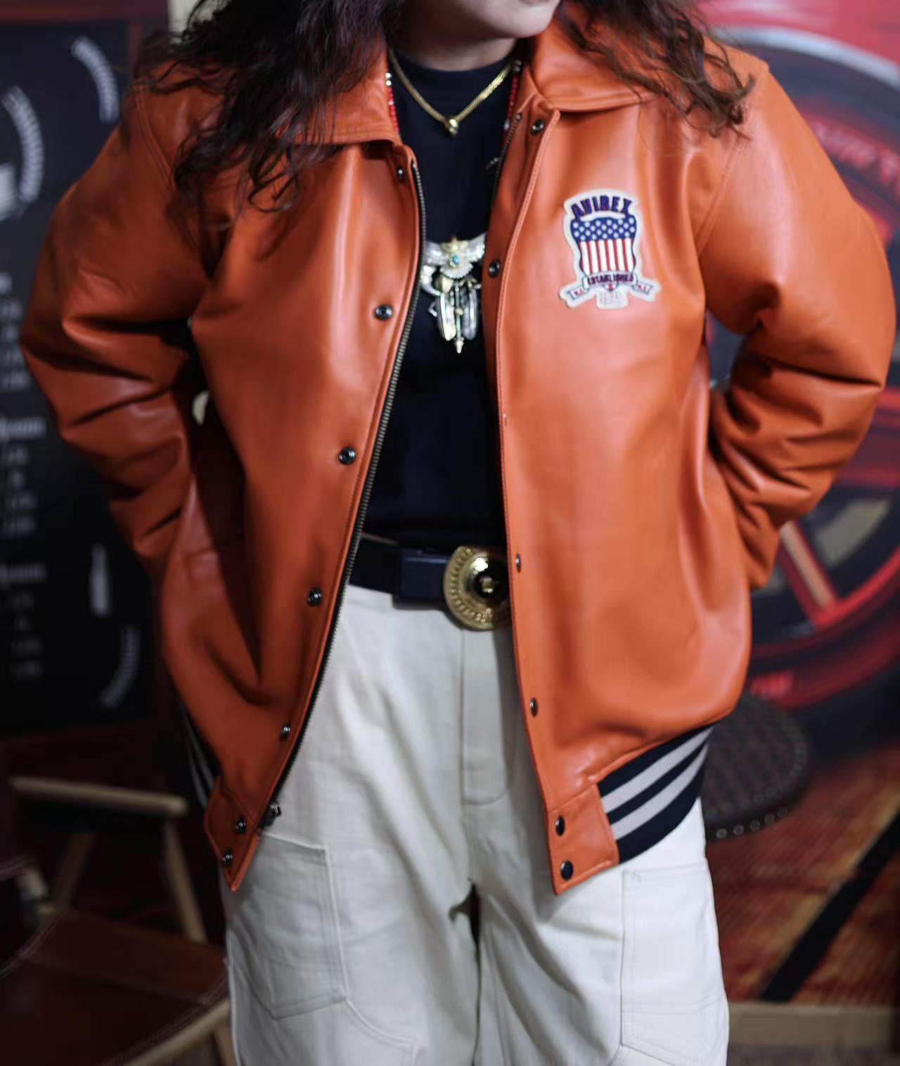 新款彩色系棒球服加大绵羊皮皮衣男女同款休闲百搭潮范春秋个性款