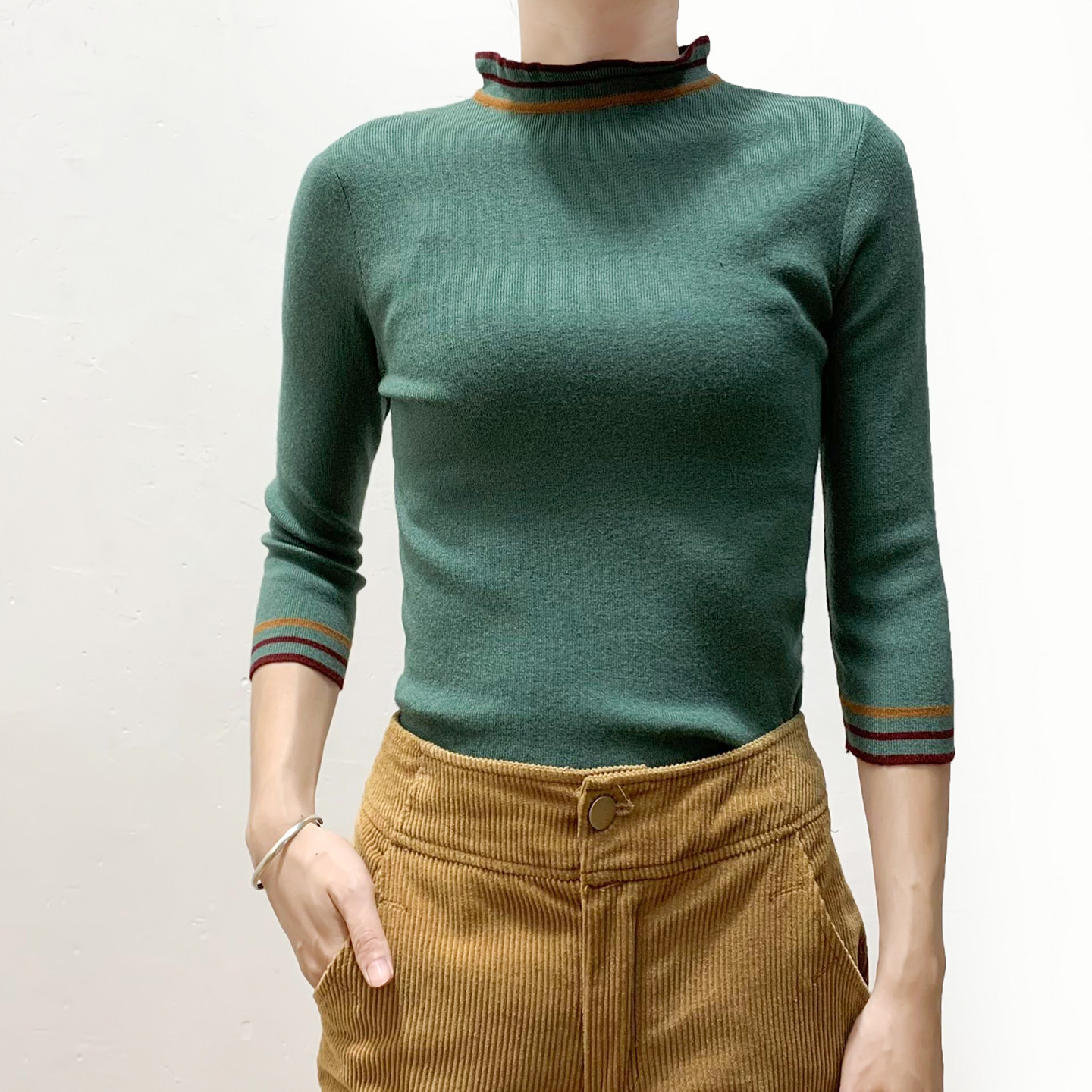 无假期的人】撤柜单！简约休闲淑女立领针织衫七分袖打底衫女春秋,女装/女士精品,毛针织衫,淘宝优惠券,粉丝福利购,淘宝优惠卷